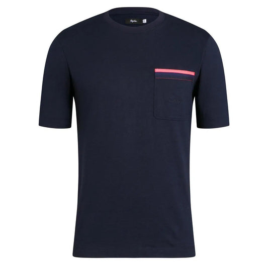 RAPHA Logo Pocket Tshirt - Dark Navy/Hi-Vis Pink-Velodrom