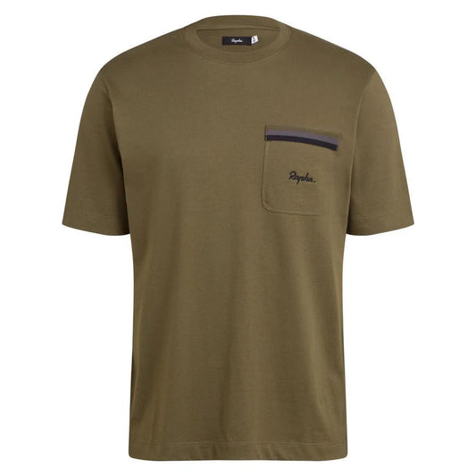 RAPHA Logo Pocket Tshirt - Dark Olive-Velodrom