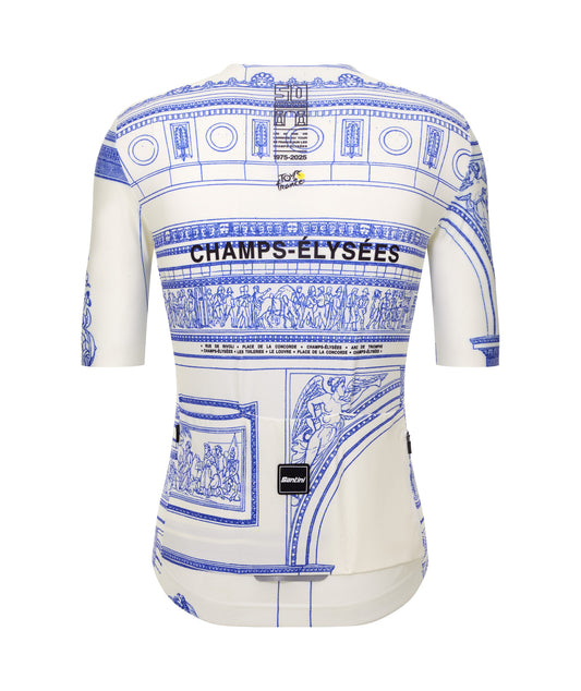 SANTINI Tour De France Arrivee Arc De Triomphe Fietsshirt - Wit/Blue