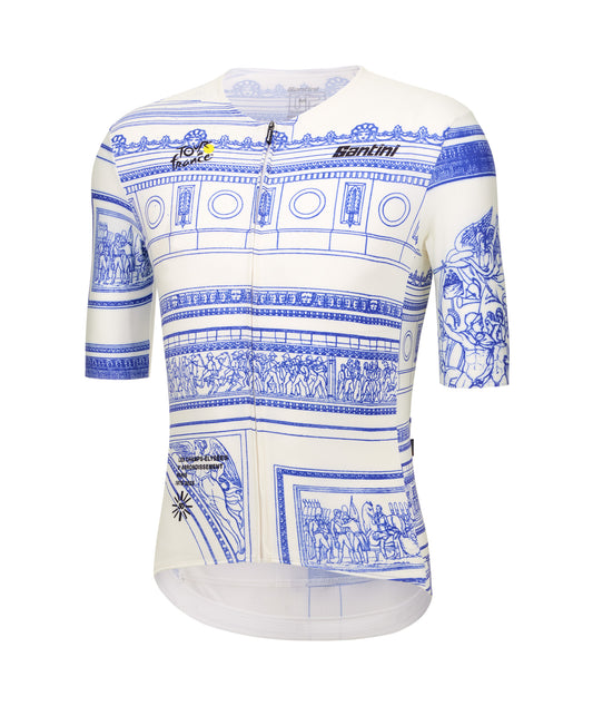 SANTINI Tour De France Arrivee Arc De Triomphe Fietsshirt - Wit/Blue