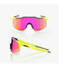 RIDE 100% Eyewear Speedcraft Polished Black/Fluorescent Yellow - Purple Multilayer Mirror Lens-Eyewear-62601862
