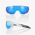 RIDE 100% Eyewear Speedtrap Matte White with HiPER Blue Multilayer Mirror Lens Default 100% 