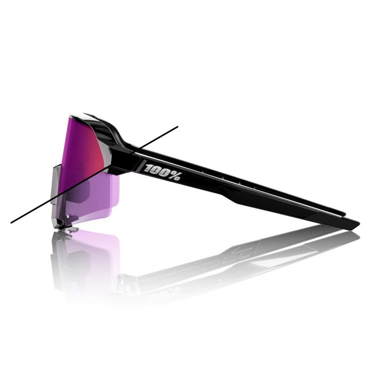 RIDE 100% S3 Sunglasses - Gloss Black / Purple Flash Mirror Photochromic Lens
