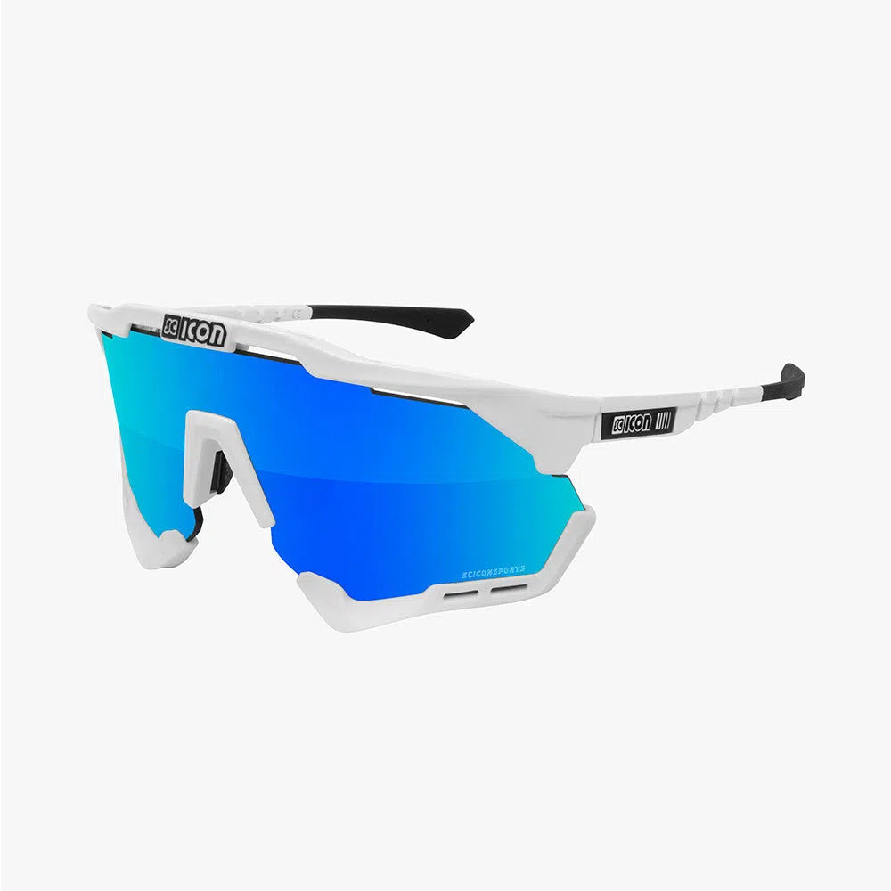 SCICON AEROSHADE XL BLANCO BRILLANTE - MULTIMIRROR BLUE LENSES