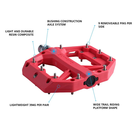 SHIMANO PD-GR400 Flat Pedals - Red