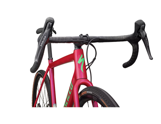SPECIALIZED Crux Comp Complete Gravel Bike Shimano GRX - GLOSS VIVID PINK/ELECTRIC GREEN-Complete Gravel Bikes-