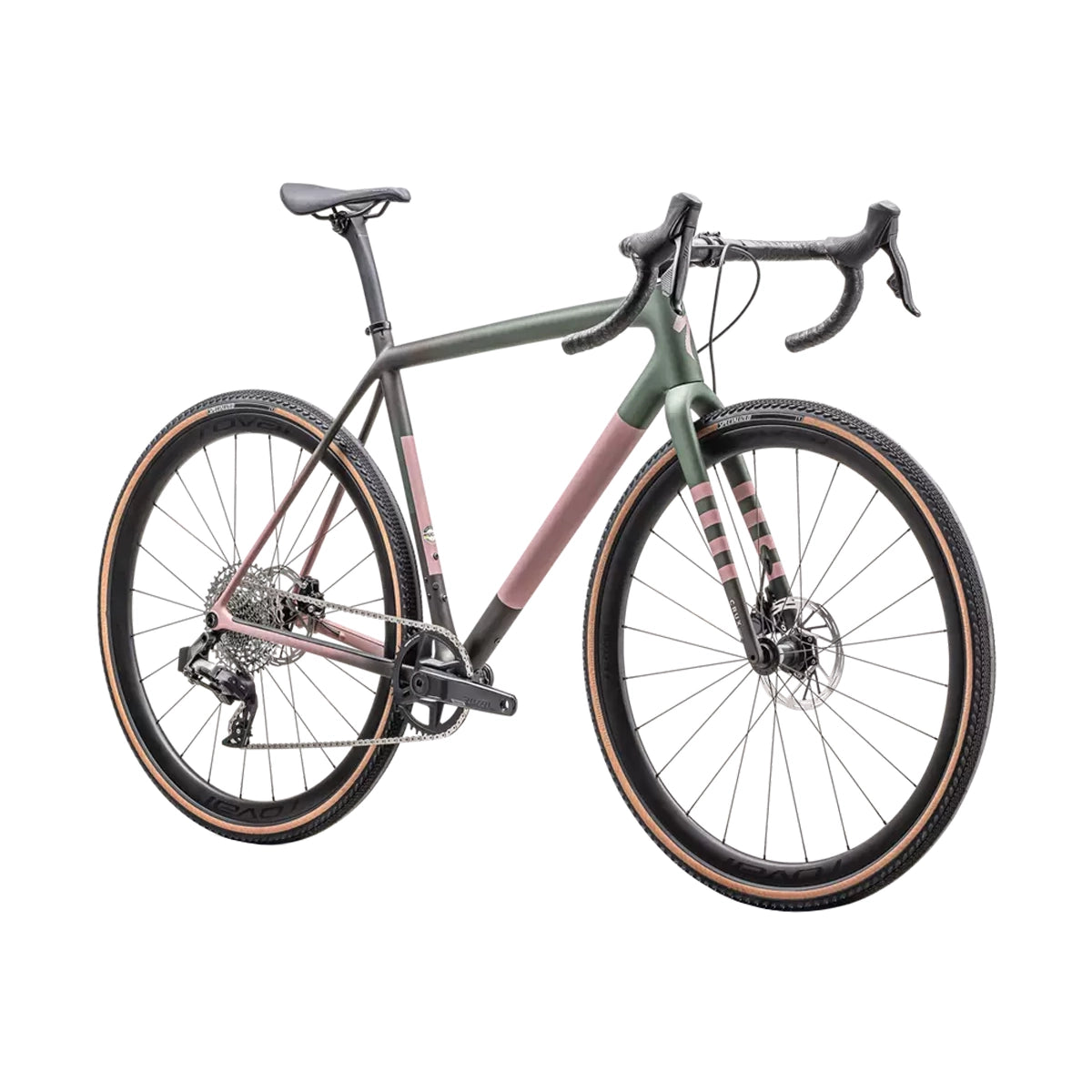 gravel bikes 2025 Specialized Crux Expert 2025 Gravel Bike Sram Rival XPLR - Satin Cypress Metallic / Doppio / Dusky Pink / Champagne