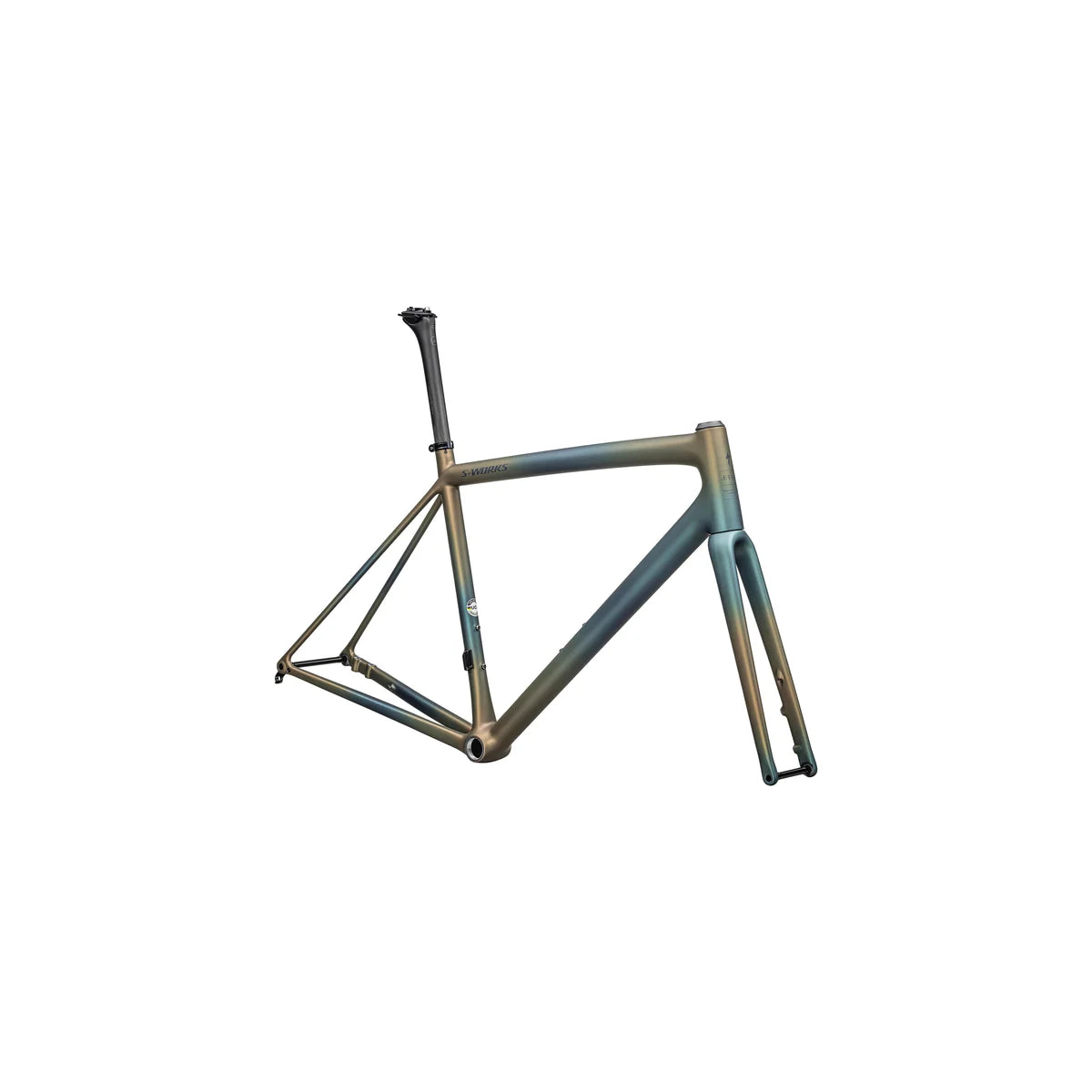 SPECIALIZED S-Works Aethos 2025 Road Frameset - Satin Deep Lake Metallic / Green Pearl + Burnt Gold Metallic Fades / Dark Navy