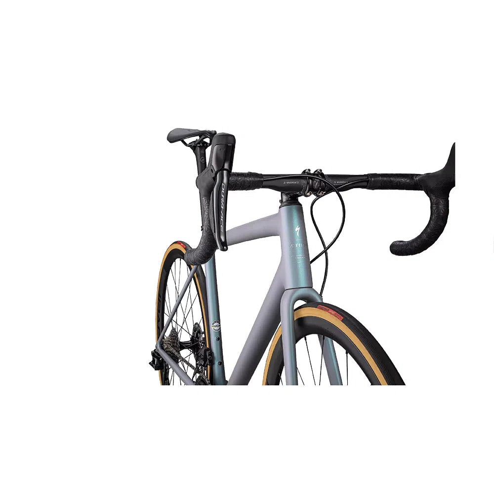 SPECIALIZED SWORKS AETHOS SW 2022 Complete Road Bike Shimano Dura Ace 9200 - Cool Grey/Chameleon Eyris Tint/Brushed Chrome-Complete Road Bikes-