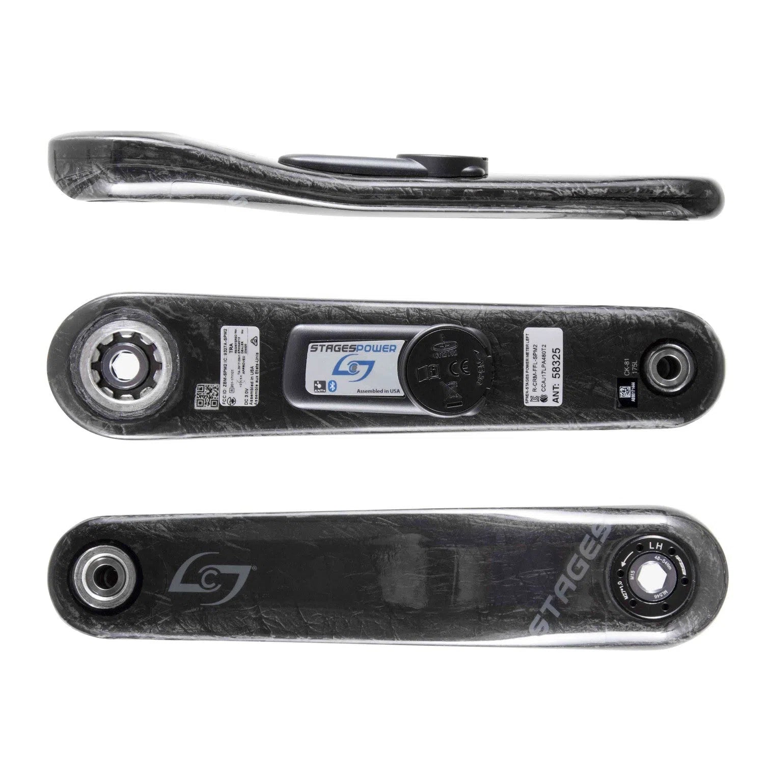 STAGES CYCLING Power Meter Left Crankset Carbon for SRAM GXP Road - Shadow Grey-Power Meters-
