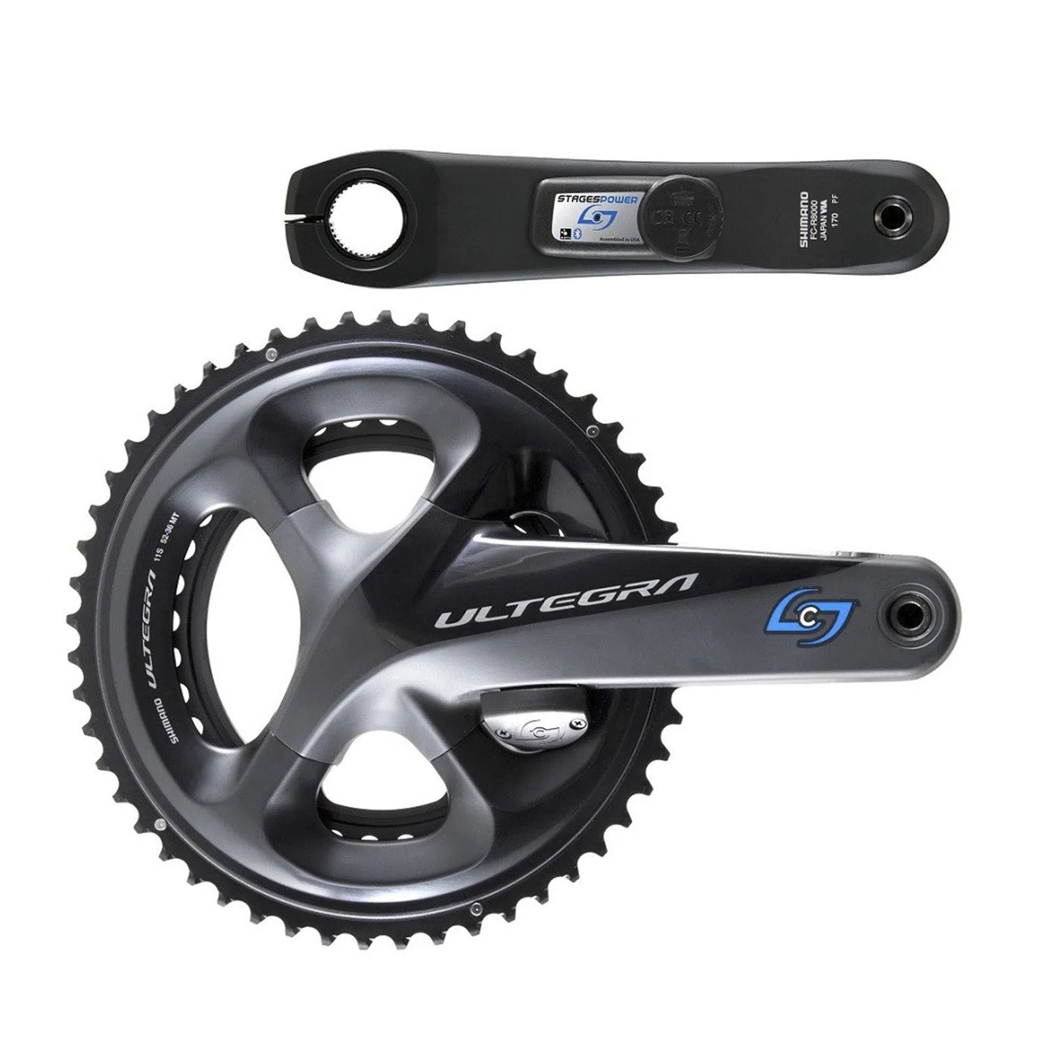 Stages Cycling Power Meter LR Crankset Dual Ultegra R8000 - Shadow Grey-Power Meters-