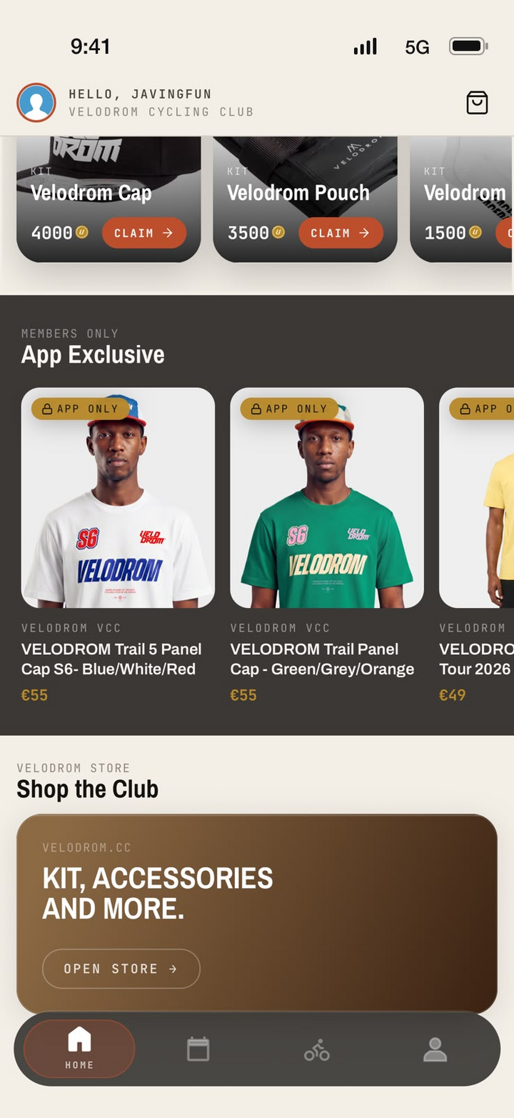 Velodrom App rewards and app-exclusive products