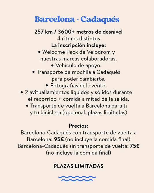 VELODROM Barcelona to Cadaques 2024 - BCN/CDQS-Ticket-