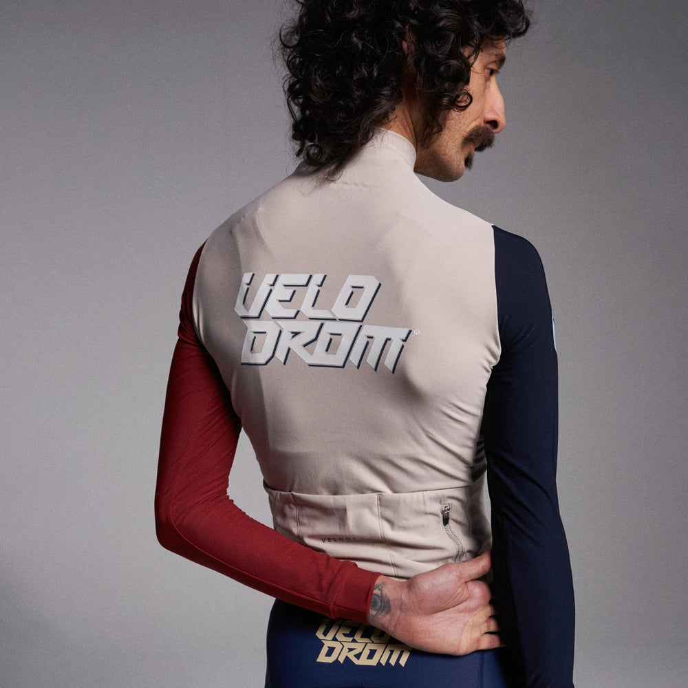 VELODROM RaceDay Thermal Long Sleeve Jersey AW23 - Sand Dual Sleeves-Long Sleeve Jerseys-