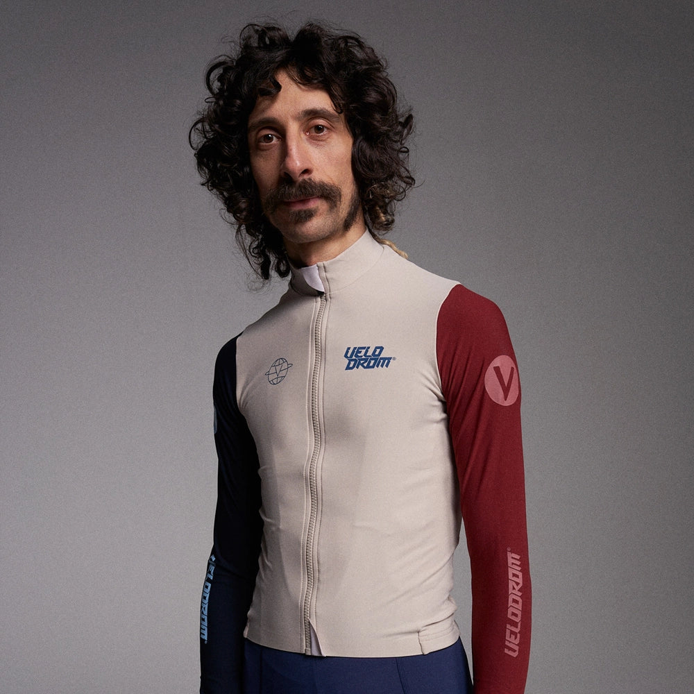 VELODROM RaceDay Thermal Long Sleeve Jersey AW23 - Sand Dual Sleeves-Long Sleeve Jerseys-