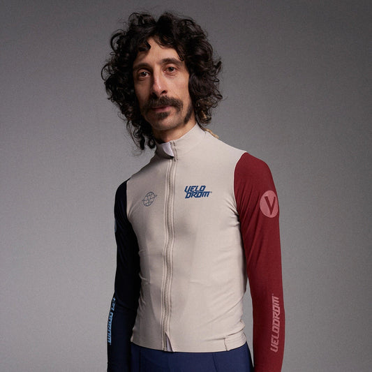 VELODROM RaceDay Thermal Long Sleeve Jersey AW23 - Sand Dual Sleeves-Long Sleeve Jerseys-