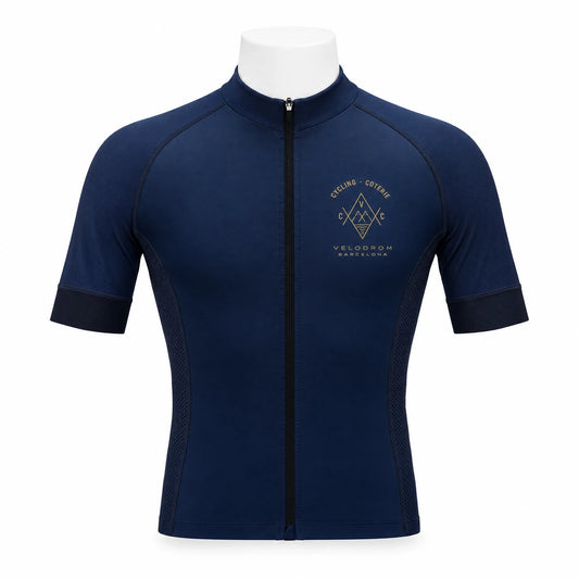 VELODROM VCC Short Sleeve Jersey Second Life - Navy/Gold, front