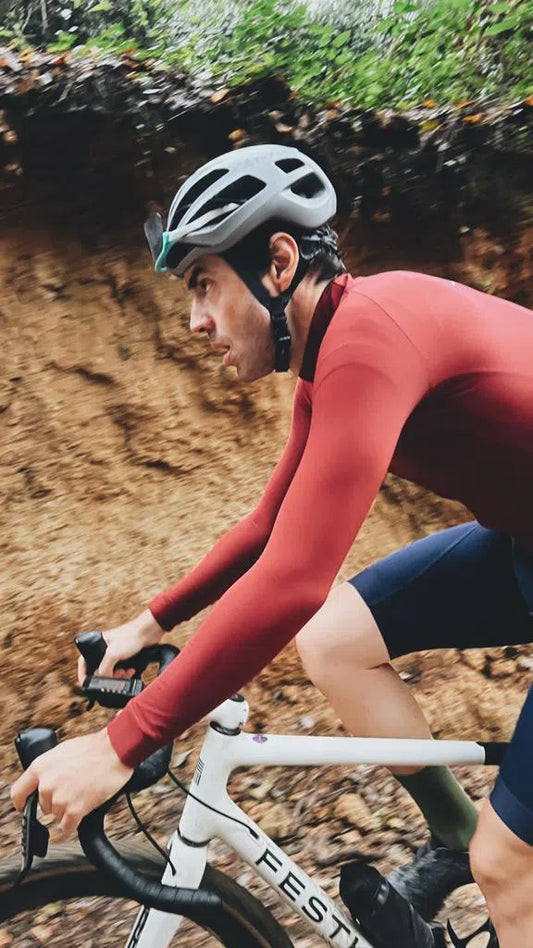 VELODROM VCC Thermal Long Sleeve Jersey - Raw Coffee Bean-Long Sleeve Jerseys-