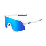 RIDE 100% Eyewear S3 - Matte White Hiper Blue Multilayer Mirror Lens