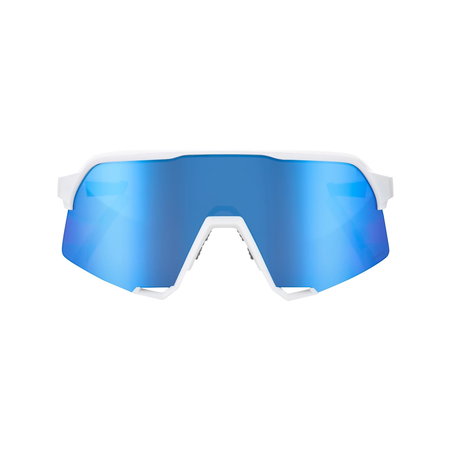 RIDE 100% Eyewear S3 - Matte White Hiper Blue Multilayer Mirror Lens