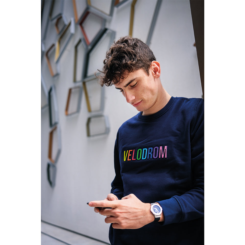 VELODROM Emboss Sweatshirt - Navy Rainbow