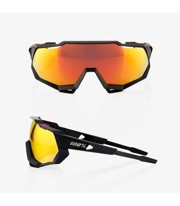 RIDE 100% Gafas de Sol Speedcraft - Soft Tact Black Hiper Red Multilayer Mirror Lens