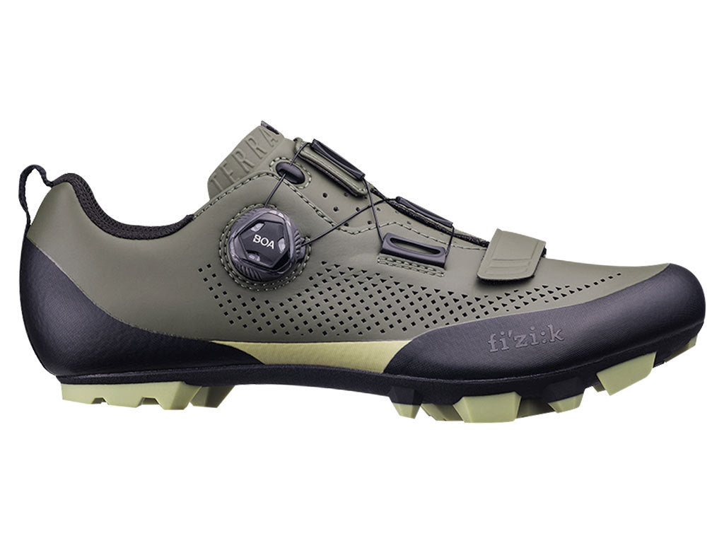 FIZIK Gravel MTB Cycling Shoes X5 Terra - Military Green/Tangy Green