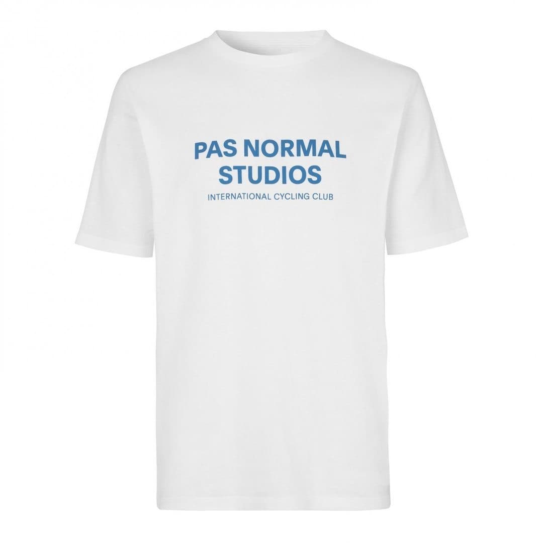 PAS NORMAL STUDIOS Logo T-Shirt White Blue Short Sleeve Default Velodrom Barcelona 