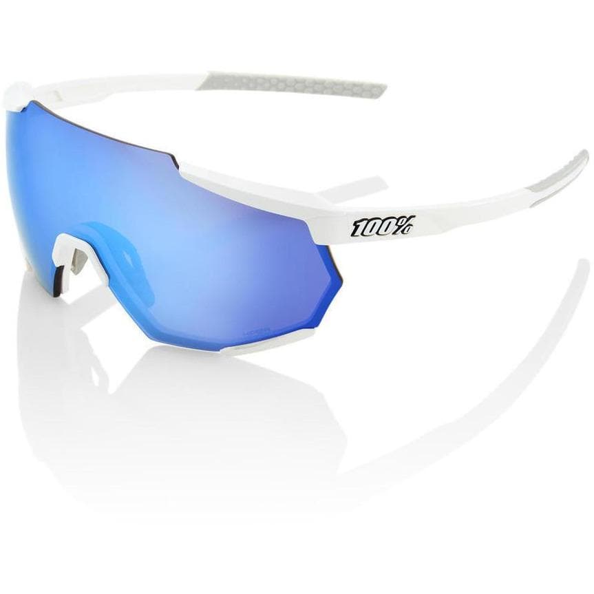 RIDE 100% Eyewear Racetrap Matte White HiPER Blue Multilayer Mirror Lens Default 100% 