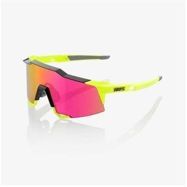 RIDE 100% Eyewear Speedcraft Polished Black/Fluorescent Yellow - Purple Multilayer Mirror Lens Default 100% 