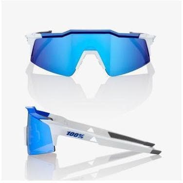 RIDE 100% Eyewear Speedcraft SL Matte White/Metallic Blue - HiPER Blue Multilayer Mirror Lens Default 100% 