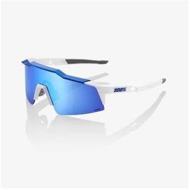 RIDE 100% Eyewear Speedcraft SL Matte White/Metallic Blue - HiPER Blue Multilayer Mirror Lens Default 100% 
