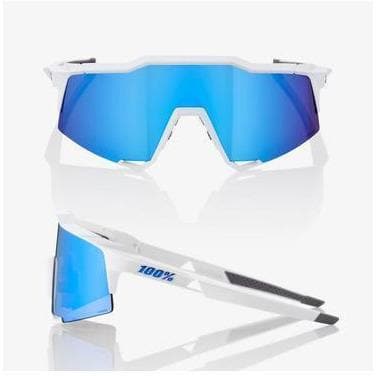 RIDE 100% Eyewear Speedcraft SL Matte White/Metallic Blue HiPER® Blue Multilayer Mirror Lens Default 100% 