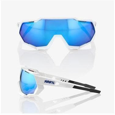 RIDE 100% Eyewear Speedtrap Matte White with HiPER Blue Multilayer Mirror Lens Default 100% 