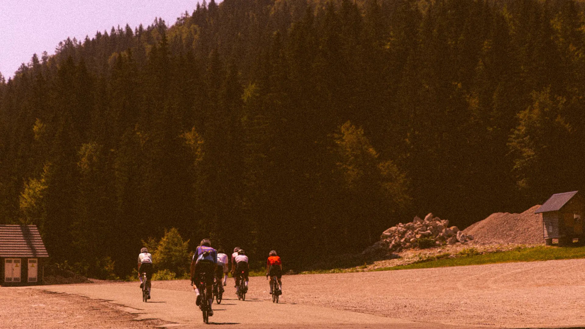 The group rolling across a high forest plateau